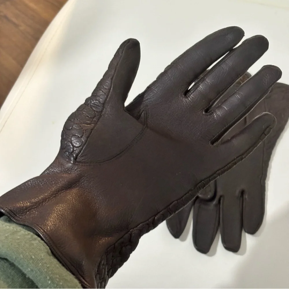 Vintage leather glove croc snake skin embossed size 6.5